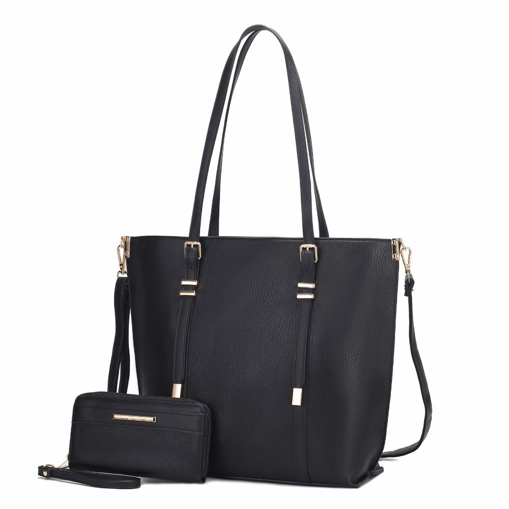 Emery Vegan Leather Womens Tote Bag with Wallet - 2 pieces