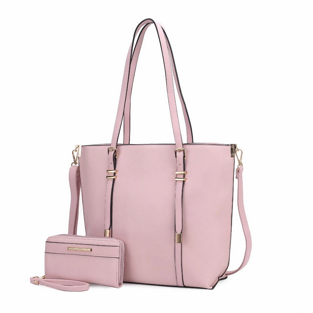 Emery Vegan Leather Womens Tote Bag with Wallet - 2 pieces