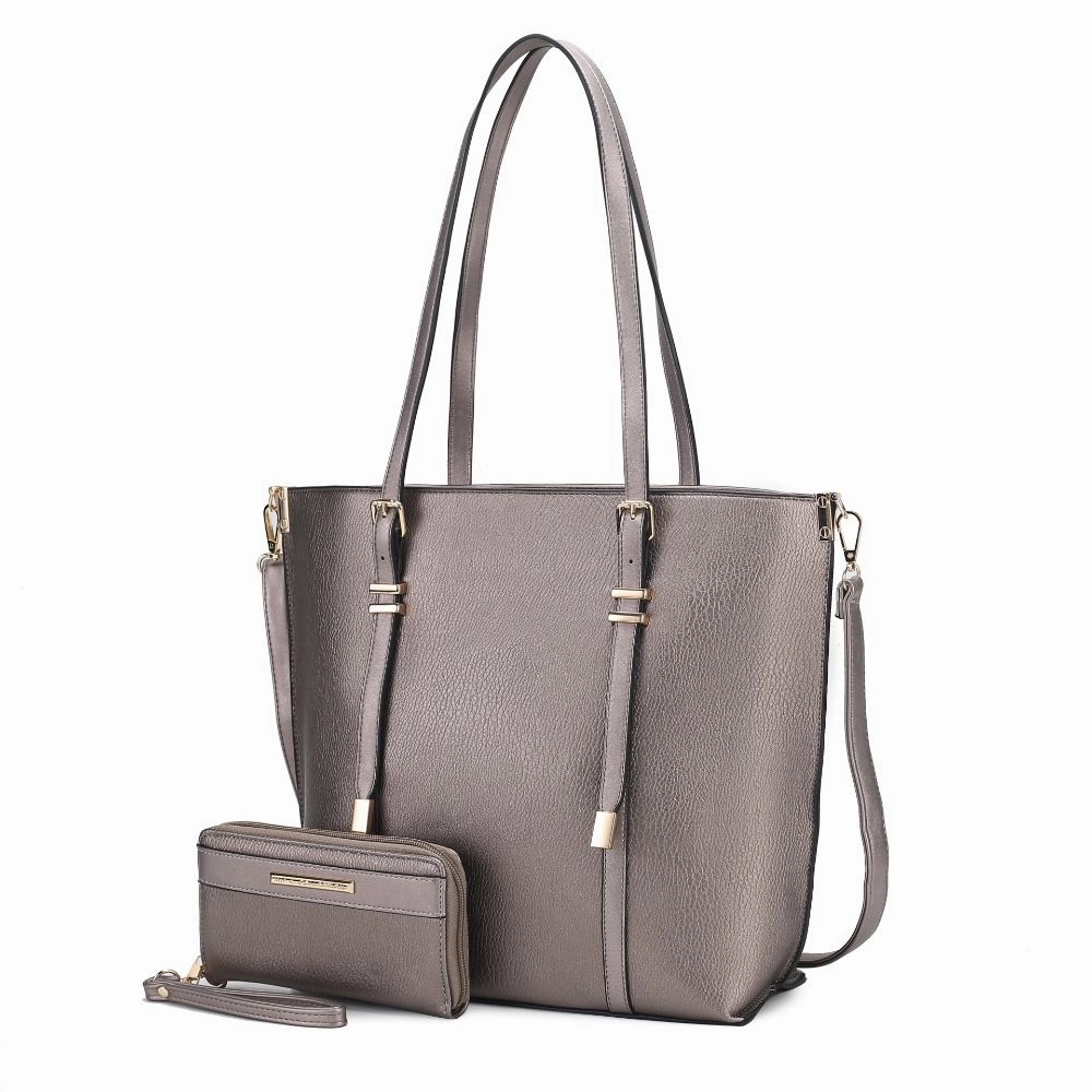 Emery Vegan Leather Womens Tote Bag with Wallet - 2 pieces