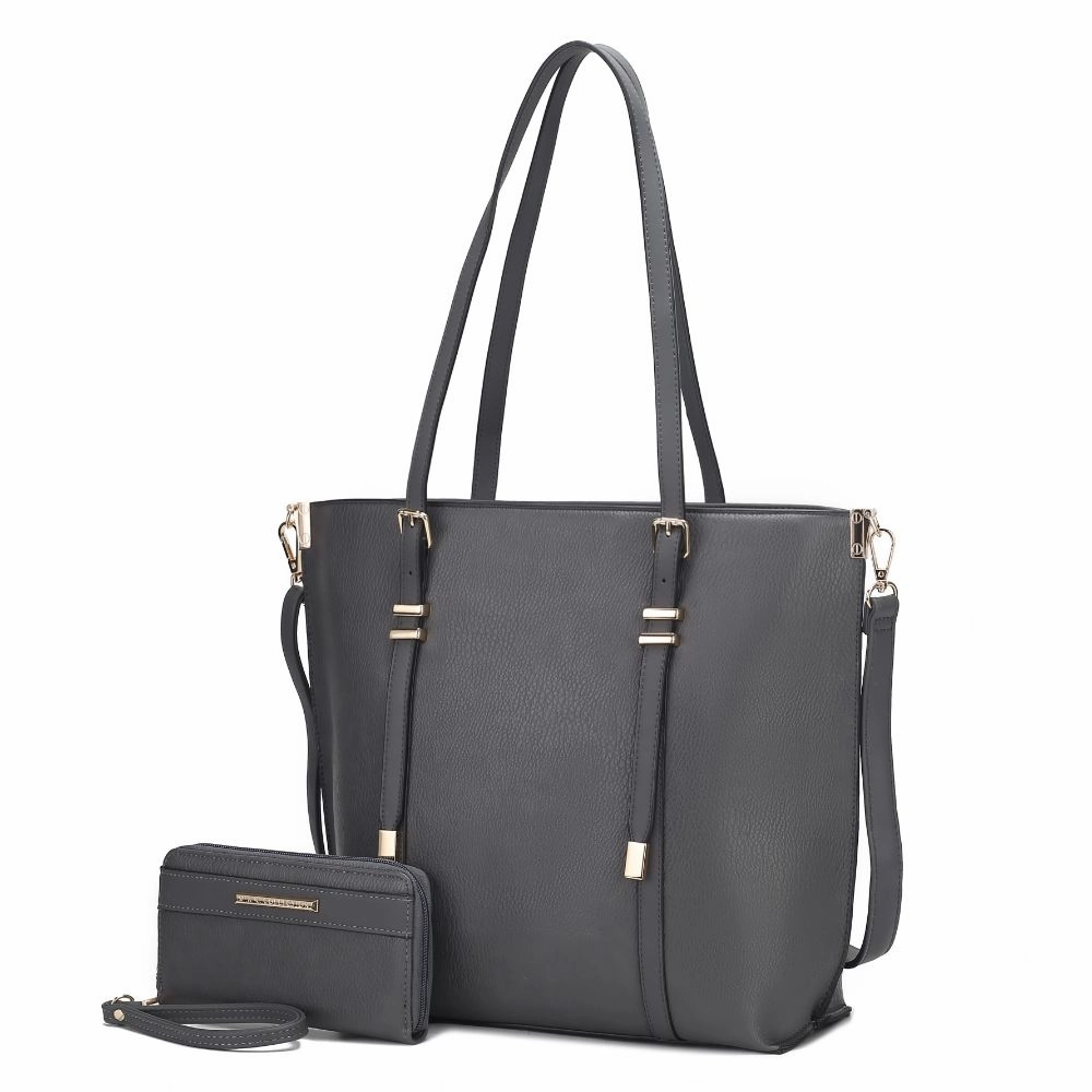 Emery Vegan Leather Womens Tote Bag with Wallet - 2 pieces