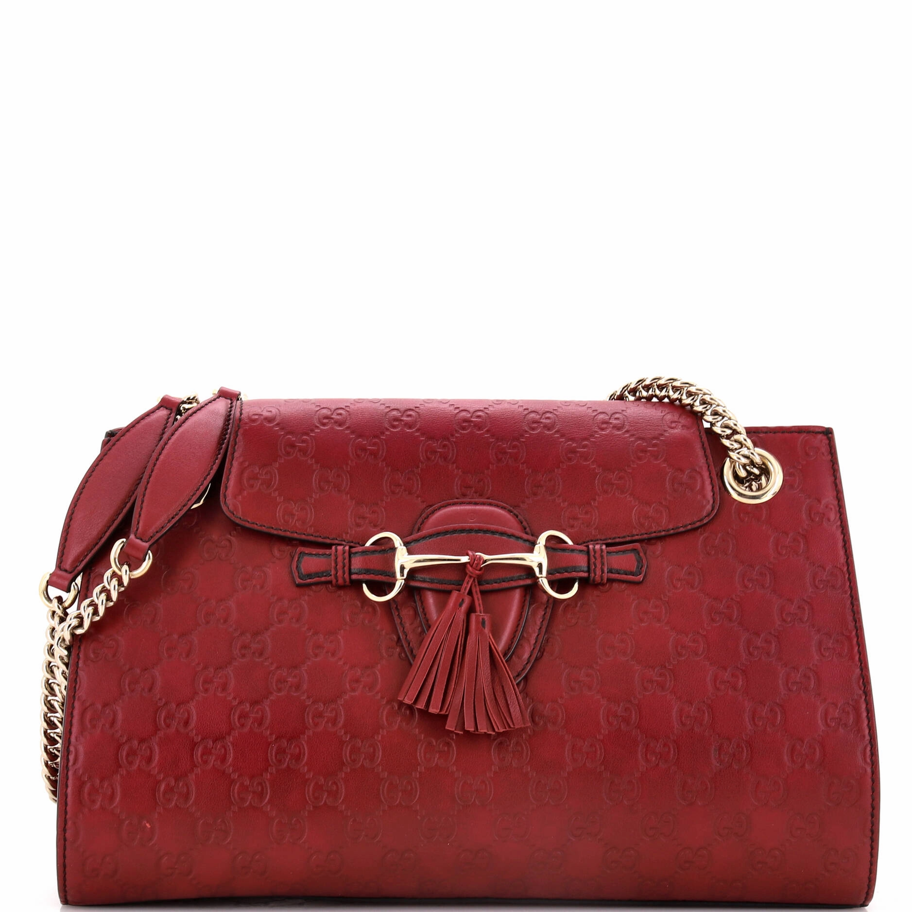 Emily Chain Flap Shoulder Bag Guccissima Leather Large
