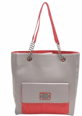 Envelope Tote Tote, Soft Touch Pvc, Color Mist Grey/Papaya