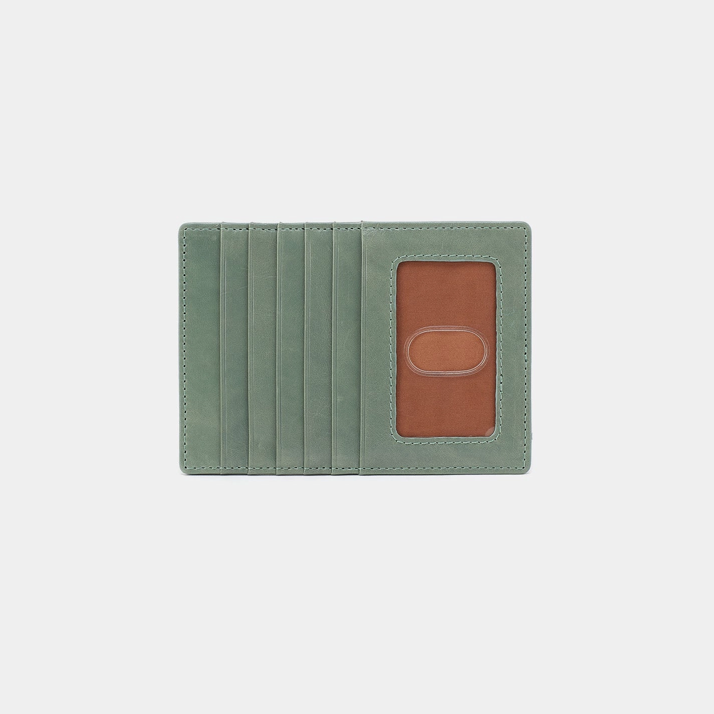 Euro Slide Card Case In Polished Leather - Jade