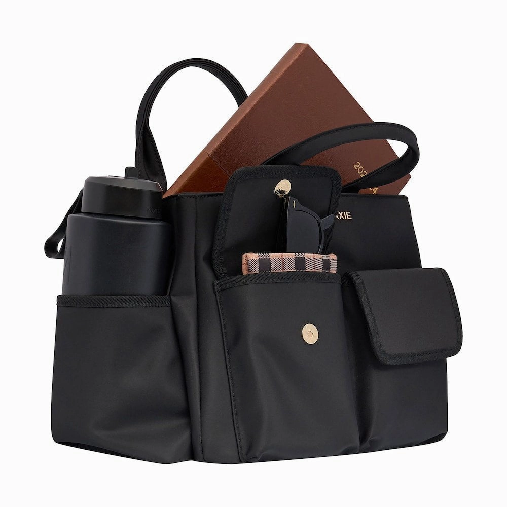 Everyday Multi-Pocket Tote Bag -- Black Gingham
