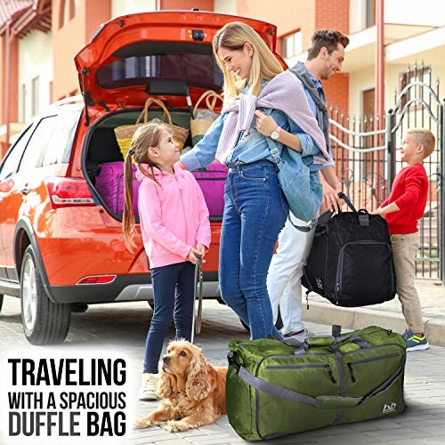 Extra Large Duffle Bag with Pockets - Travel Duffel Bag for Women and Men (Dark Green)