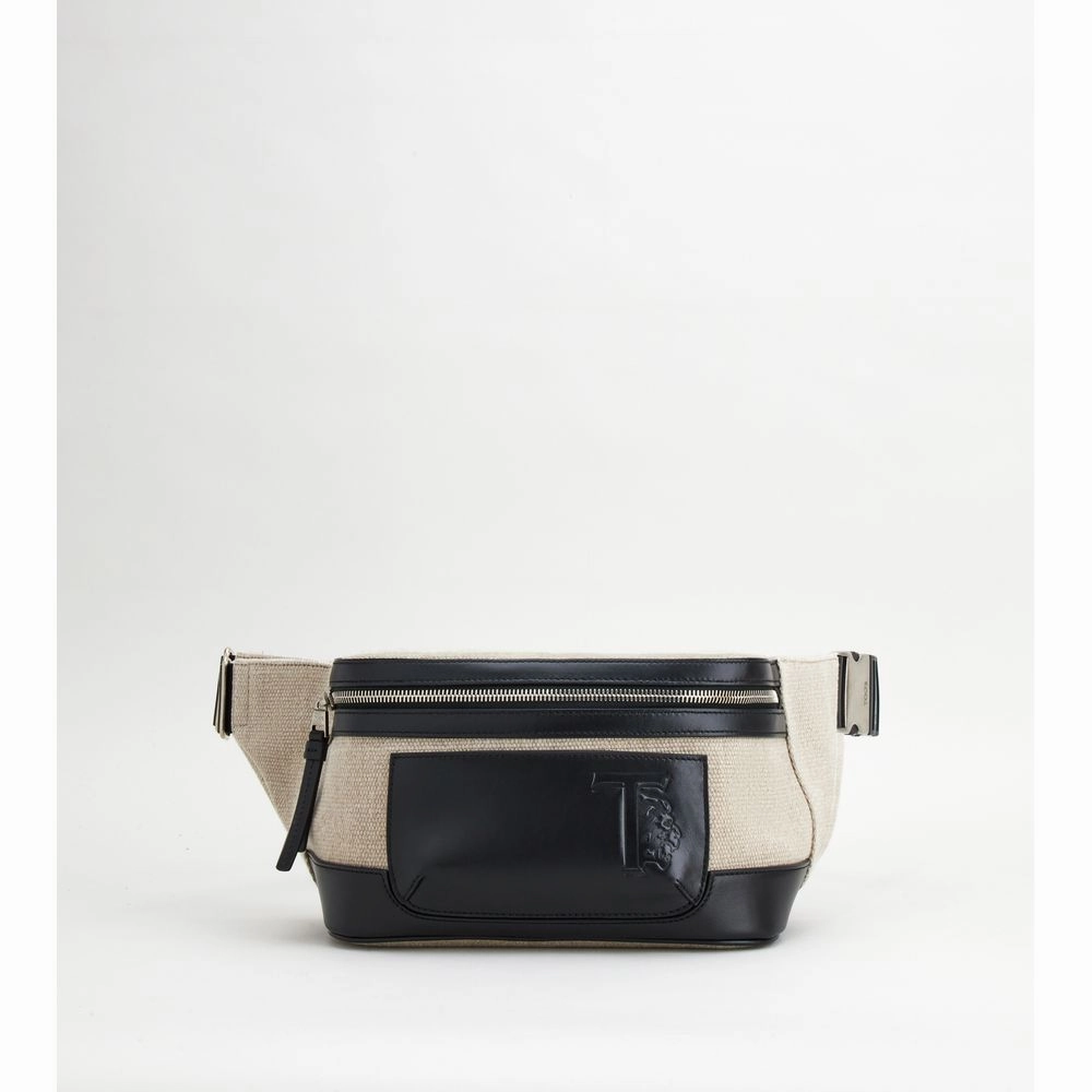 Fabric and Leather Waist Bag Small