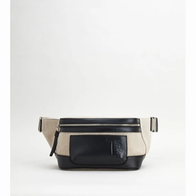 Fabric and Leather Waist Bag Small