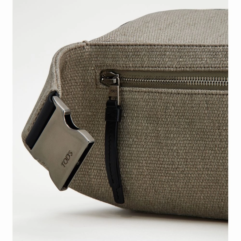 Fabric and Leather Waist Bag Small