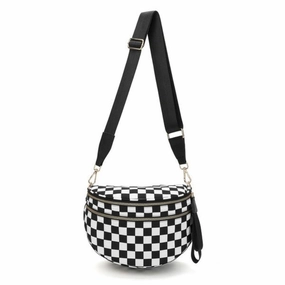 FASHNZFAB Checker Black White Crossbody Sling Check Bag
