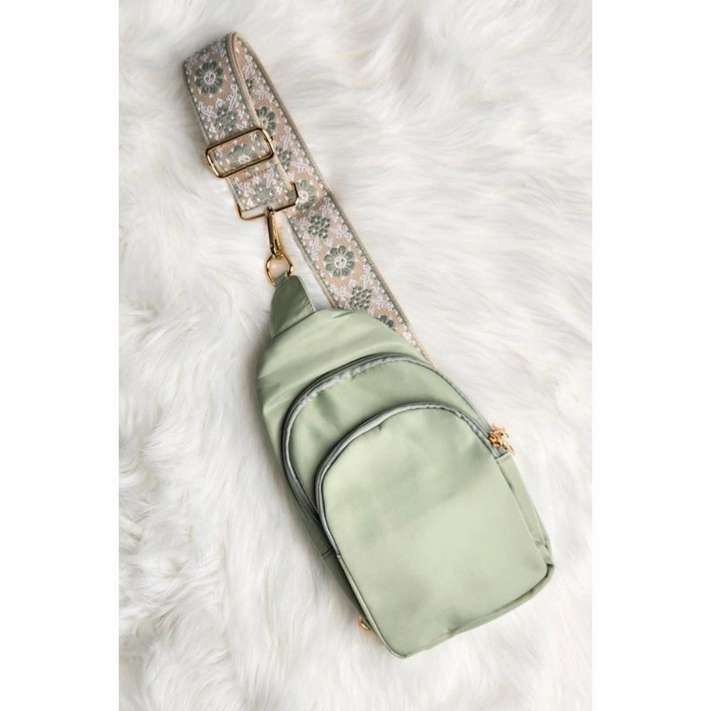 FASHNZFAB Crisala Sling Nylon Crossbody Bag With Strap