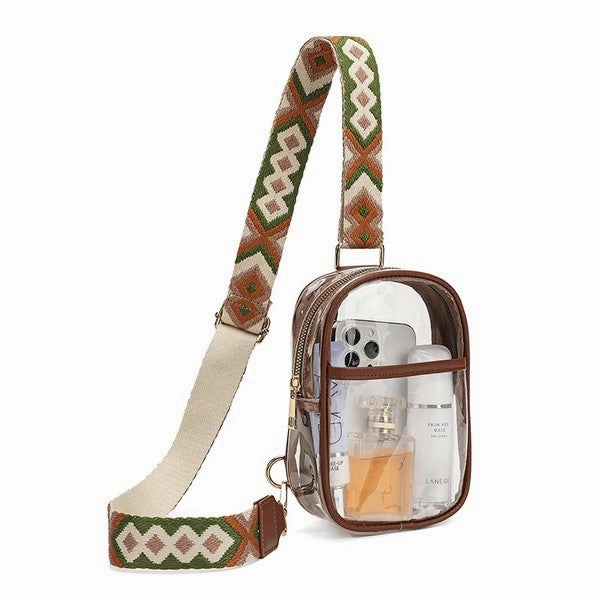 FASHNZFAB Easy Travels Clear Stadium Sling Crossbody Bag