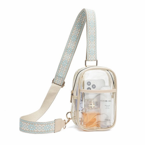 FASHNZFAB Easy Travels Clear Stadium Sling Crossbody Bag