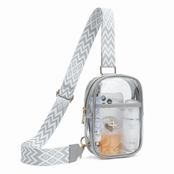 FASHNZFAB Easy Travels Clear Stadium Sling Crossbody Bag