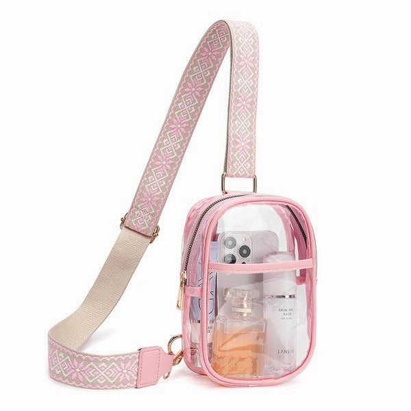 FASHNZFAB Easy Travels Clear Stadium Sling Crossbody Bag