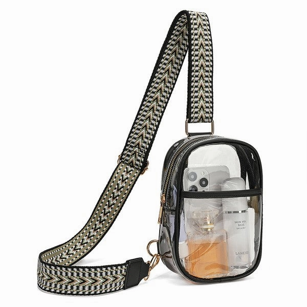 FASHNZFAB Easy Travels Clear Stadium Sling Crossbody Bag
