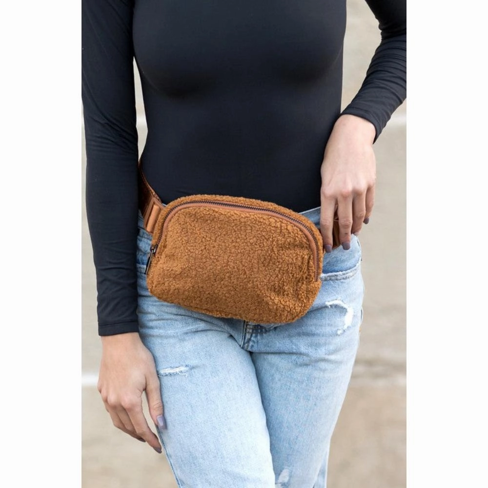 FASHNZFAB Lola Boucle Sherpa Sling/Belt Bag