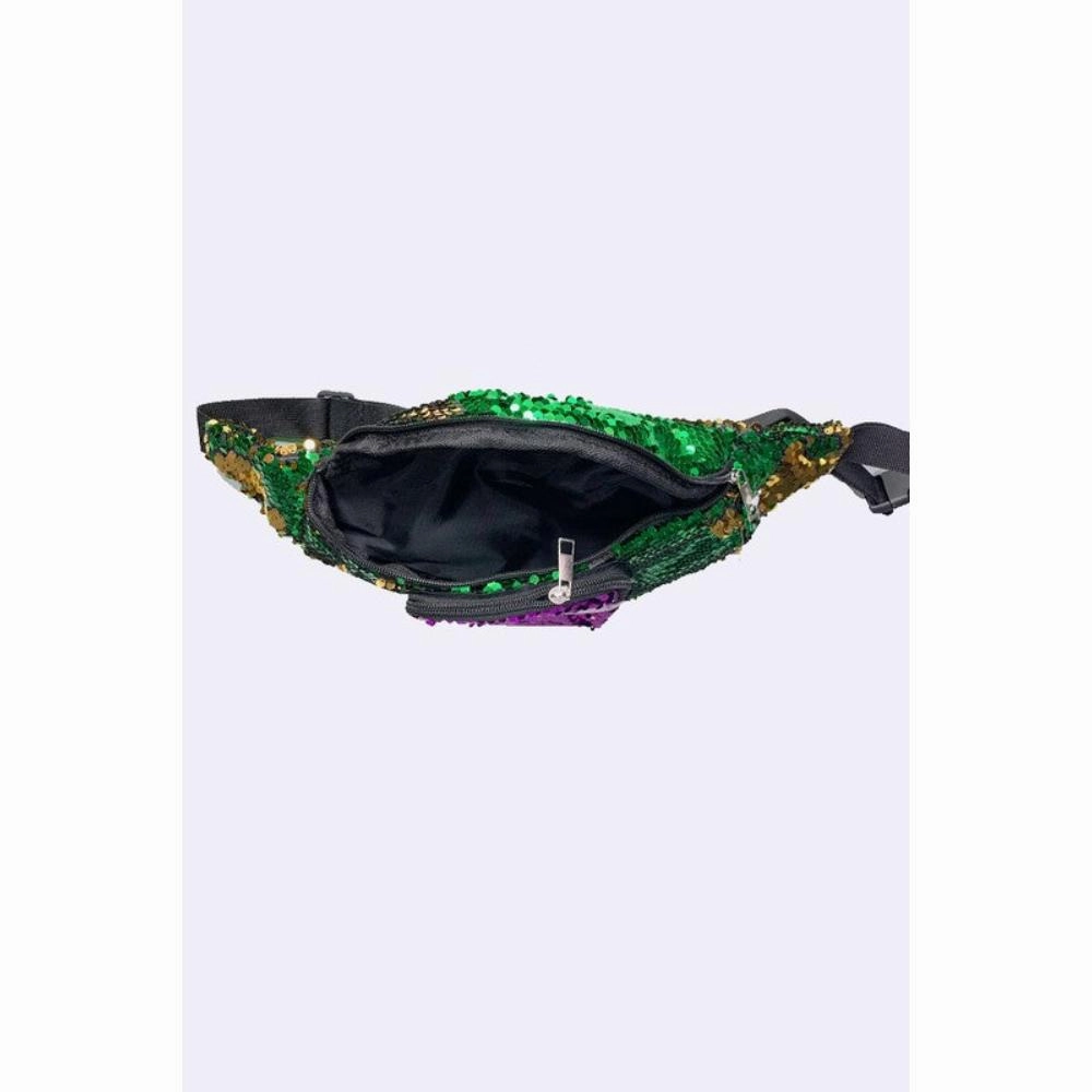FASHNZFAB Mardi Gras Sequin Belt Bag Fanny Pack