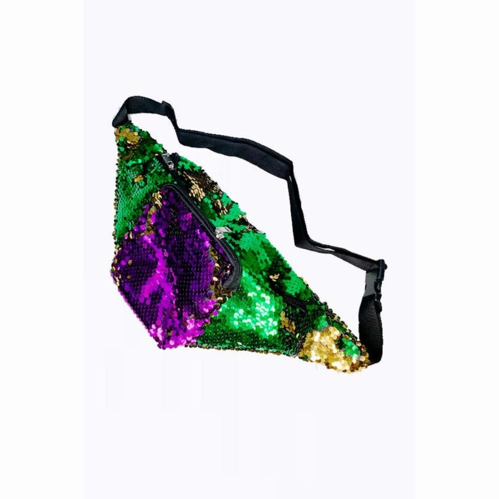 FASHNZFAB Mardi Gras Sequin Belt Bag Fanny Pack