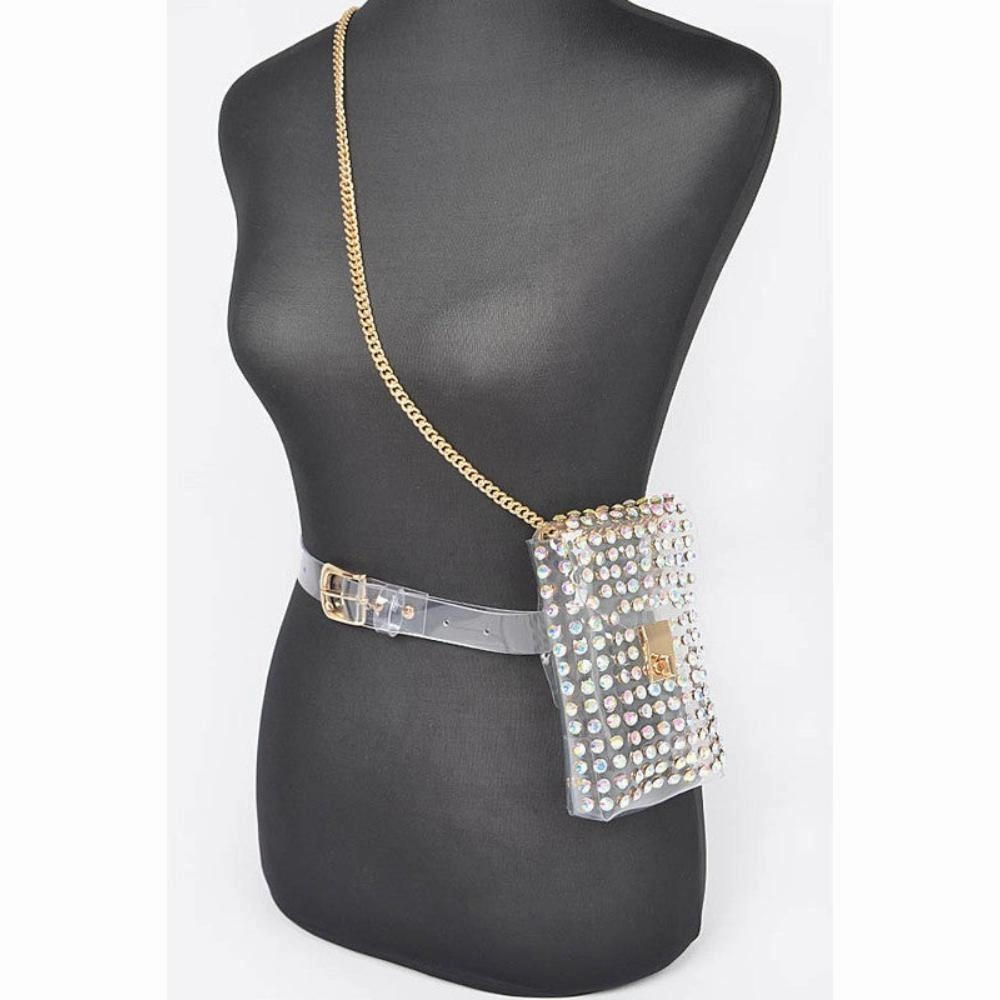 FASHNZFAB Mix Studs Clear Convertible Stadium Belt Bag