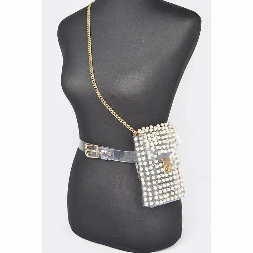 FASHNZFAB Mix Studs Clear Convertible Stadium Belt Bag