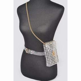 FASHNZFAB Mix Studs Clear Convertible Stadium Belt Bag