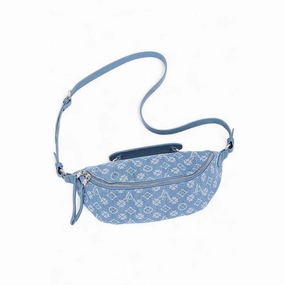 FASHNZFAB Printed Pattern Denim Top Handle Fanny Belt Bag