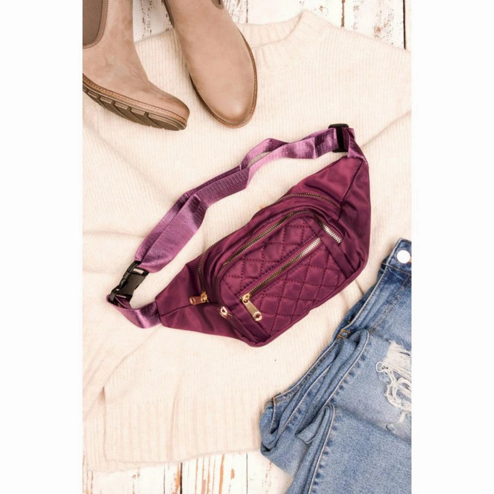 FASHNZFAB Quilted Belt Sling Bum Bag