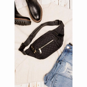 FASHNZFAB Quilted Belt Sling Bum Bag