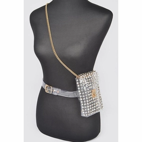 FASHNZFAB Studs Clear Convertible Plus Size Belt Bag