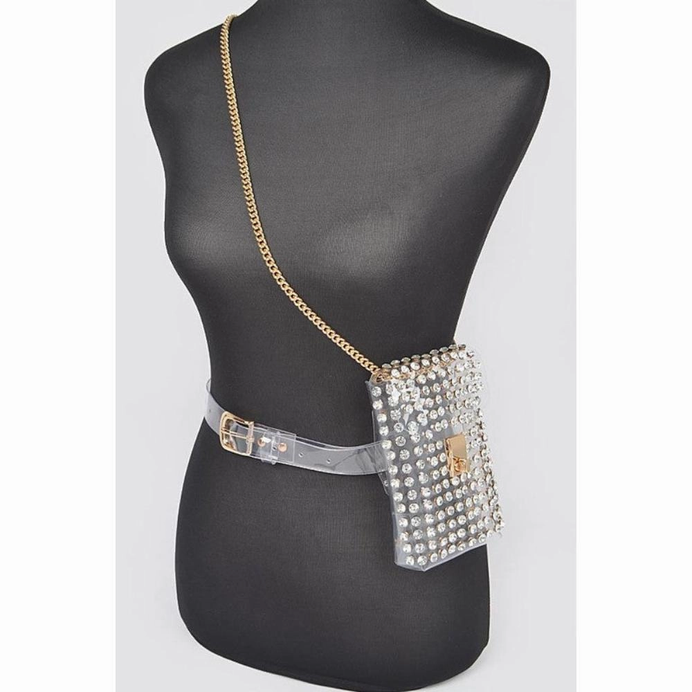 FASHNZFAB Studs Clear Convertible Plus Size Belt Bag