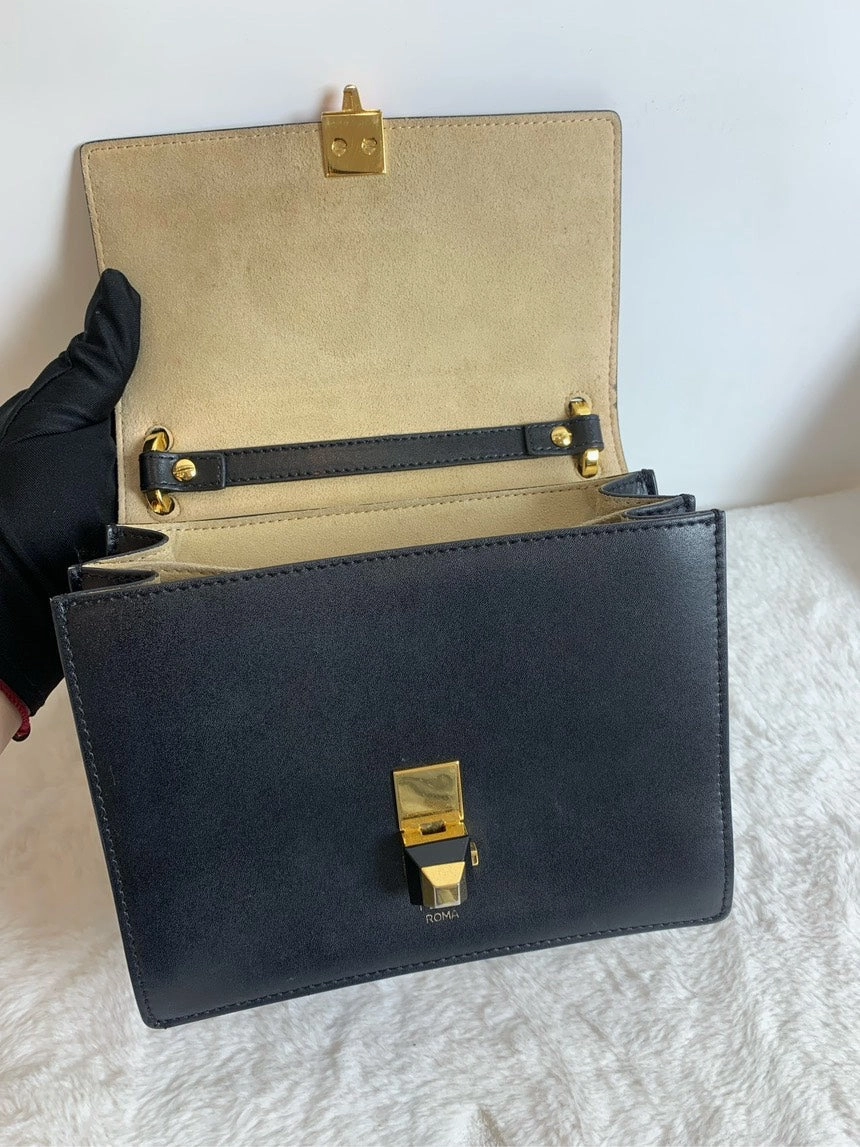 Fendi Kan I Black Leather Shoulder Bag