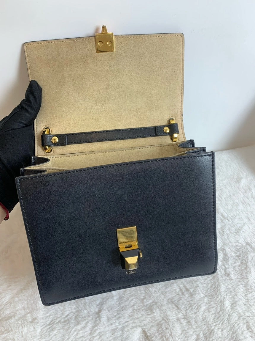 Fendi Kan I Black Leather Shoulder Bag