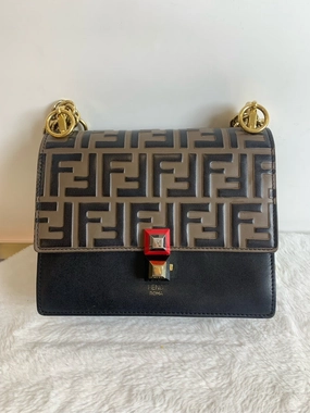 Fendi Kan I Black Leather Shoulder Bag