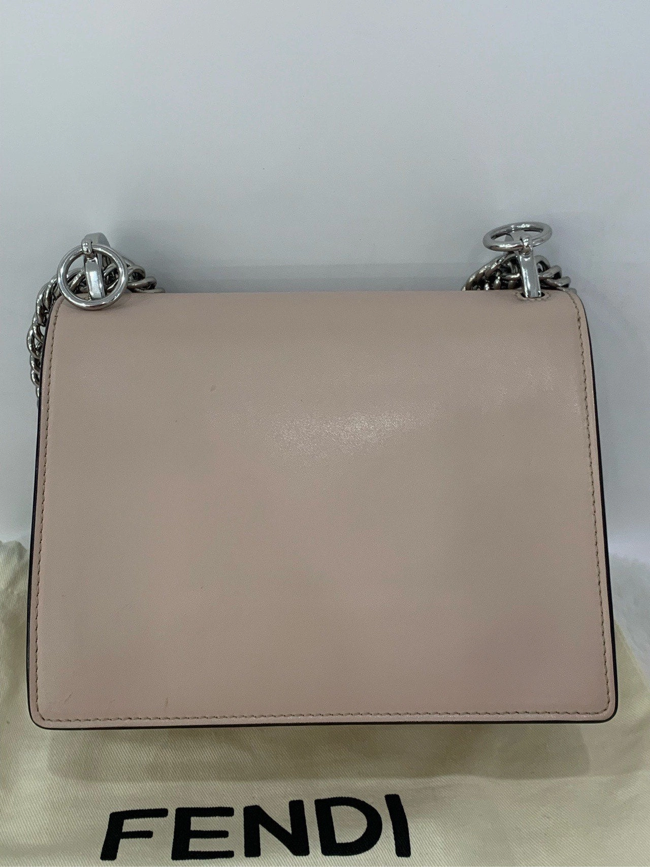 Fendi Kan I Blush Pink Leather Shoulder Bag with Pearls