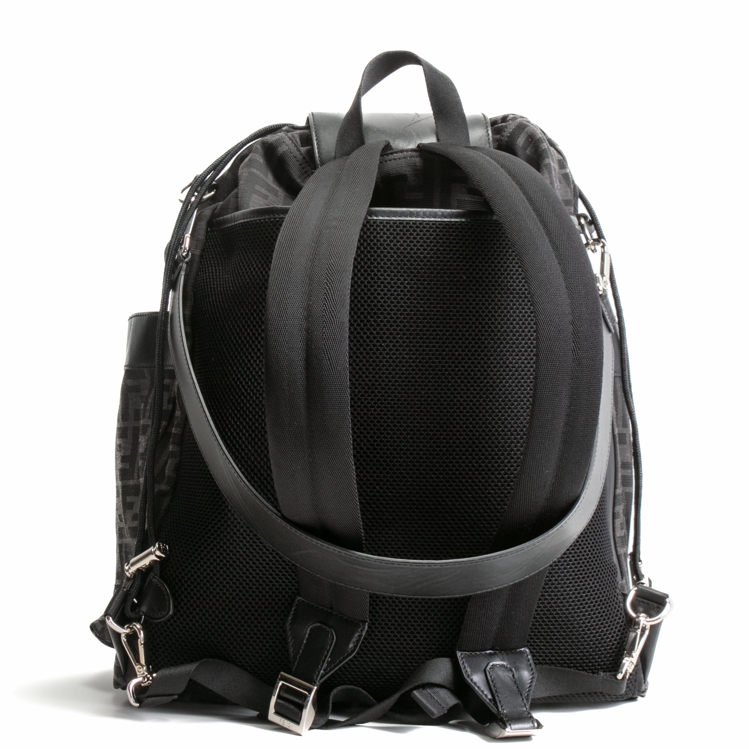 FENDI Medium FF Jacquard Fendi Strike Backpack - Black
