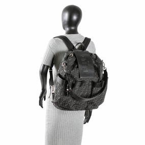 FENDI Medium FF Jacquard Fendi Strike Backpack - Black