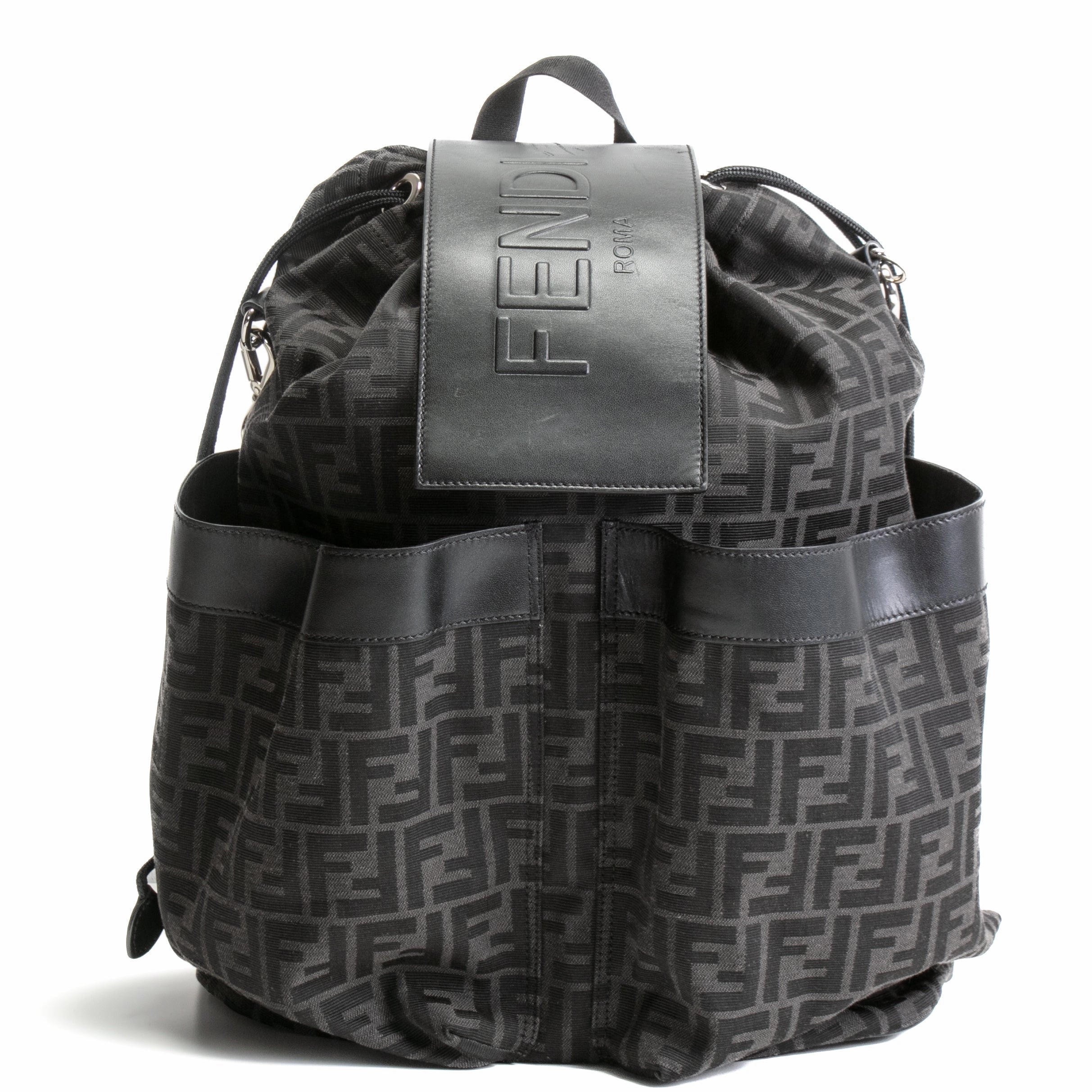 FENDI Medium FF Jacquard Fendi Strike Backpack - Black