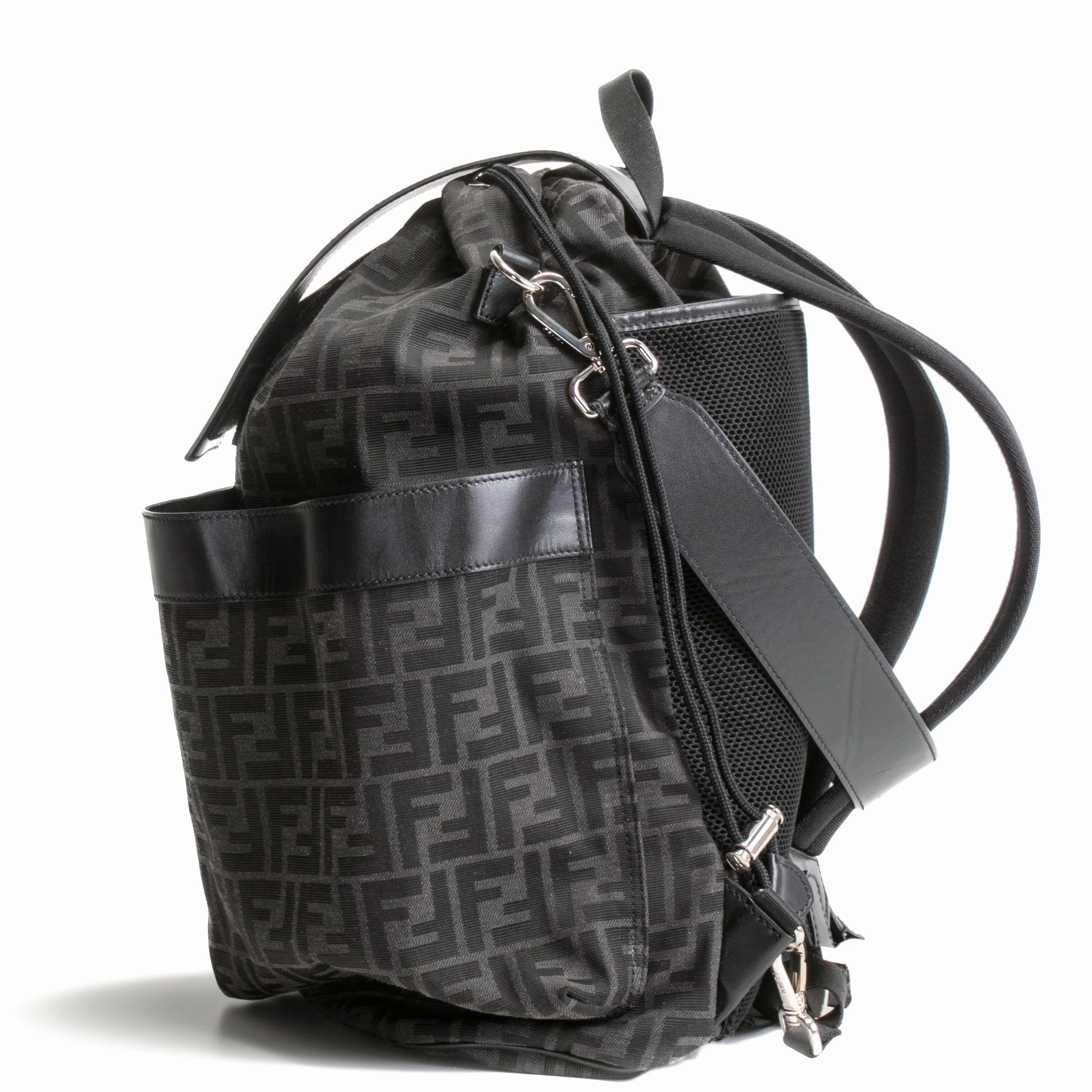 FENDI Medium FF Jacquard Fendi Strike Backpack - Black