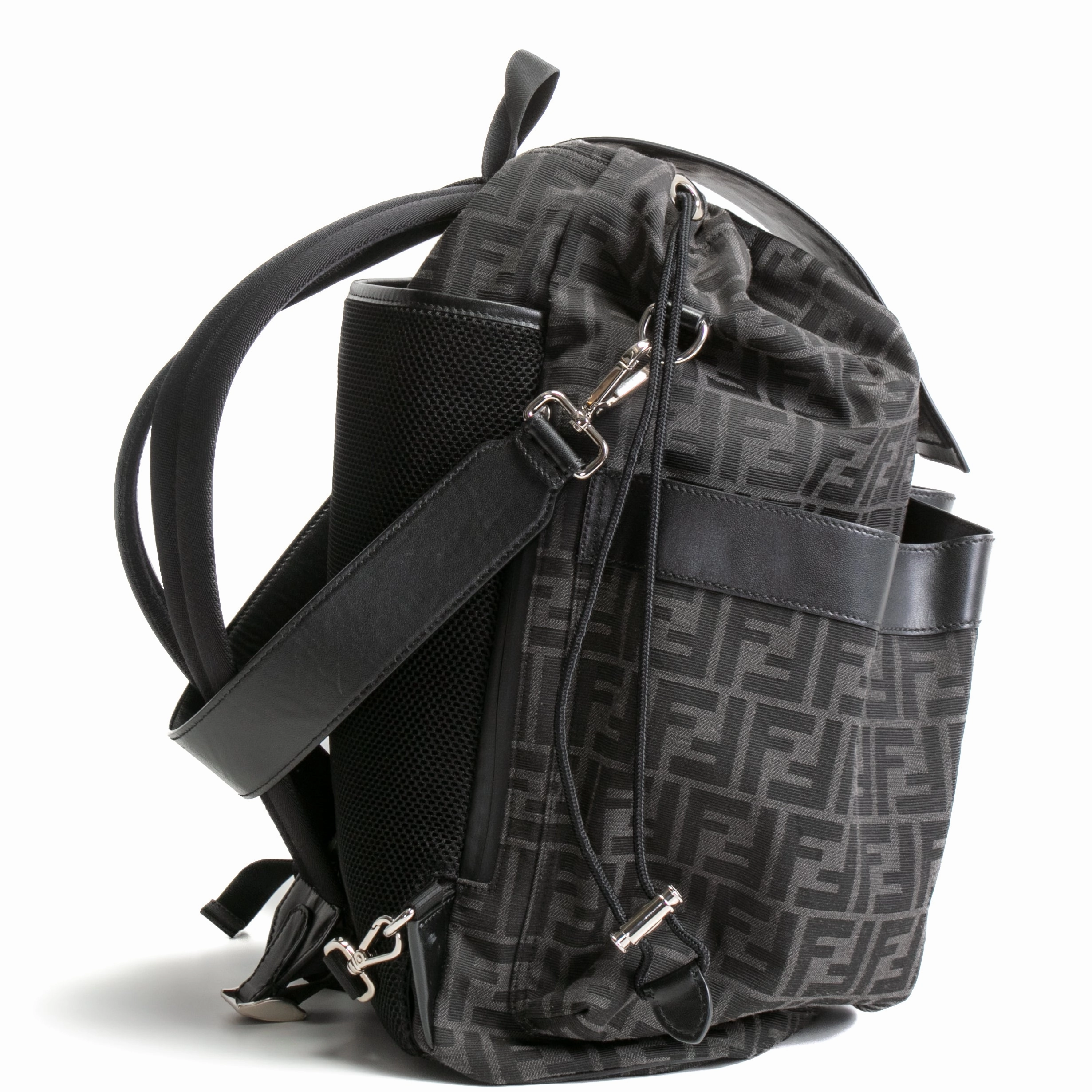 FENDI Medium FF Jacquard Fendi Strike Backpack - Black