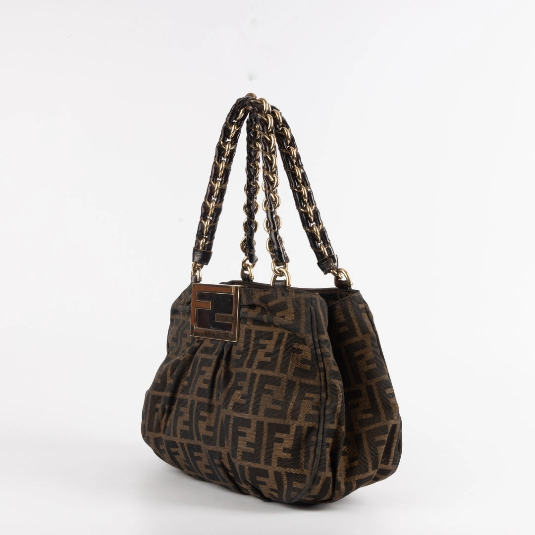 Fendi Zucca Canvas Monogram Mia Shoulder Bag
