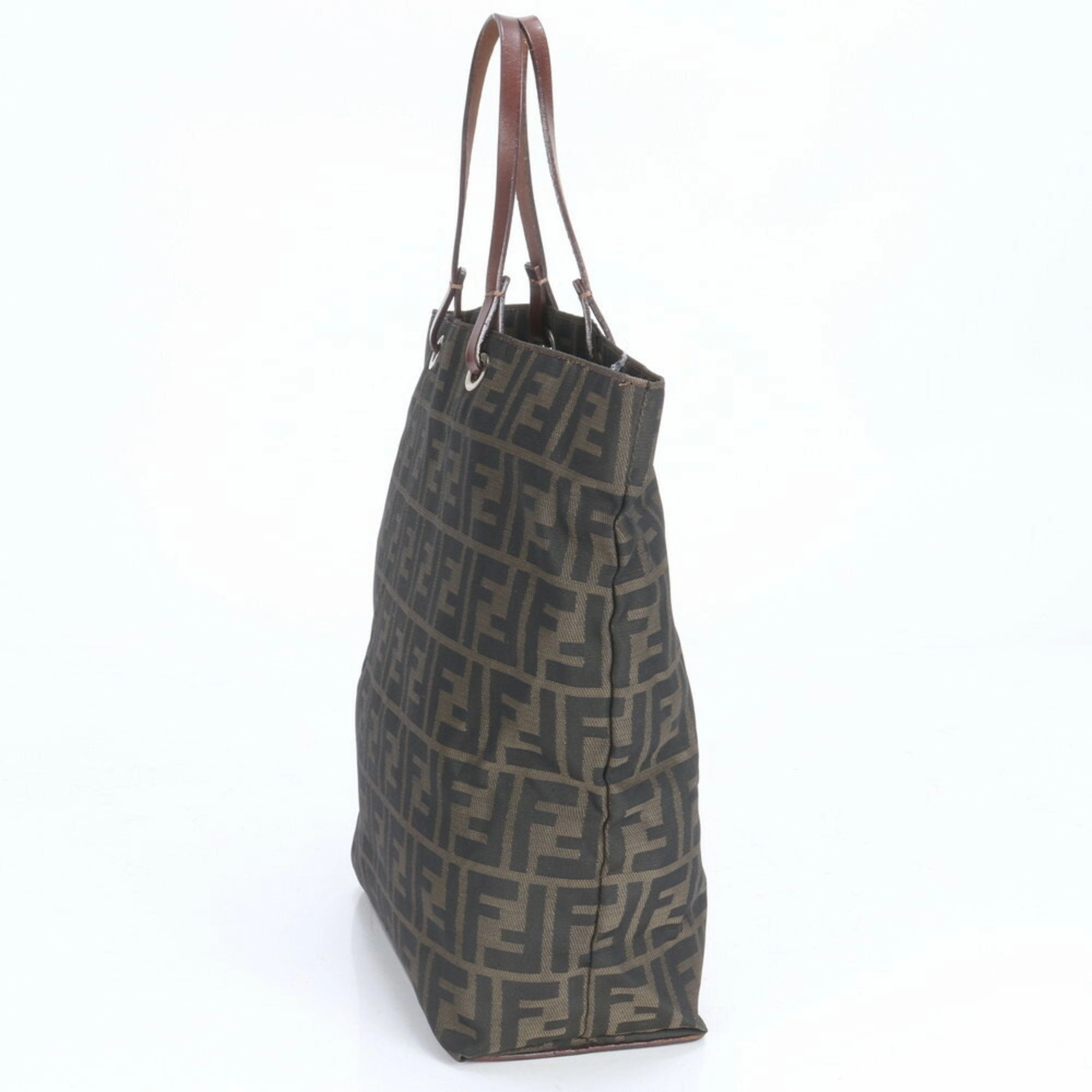 Fendi Zucca Leather Nylon Shoulder Bag (Pre-Owned)