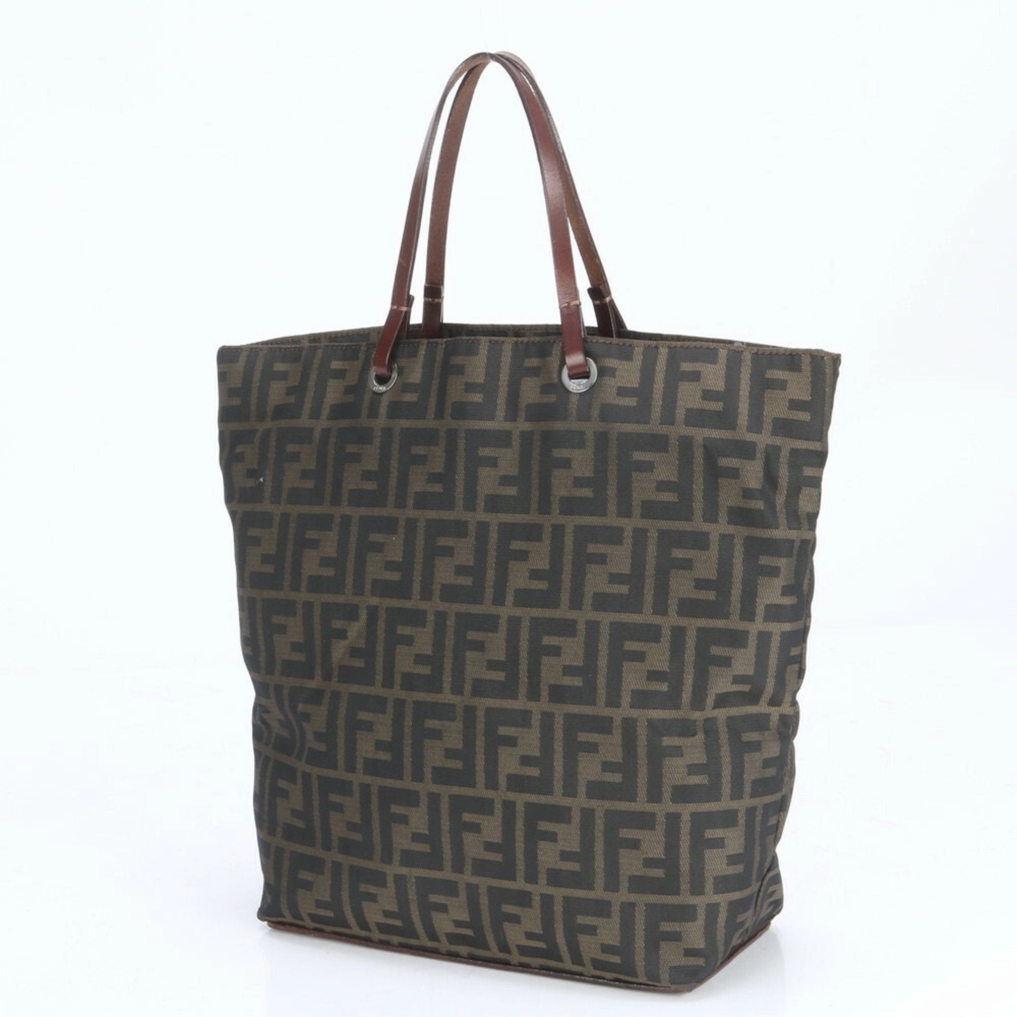 Fendi Zucca Leather Nylon Shoulder Bag (Pre-Owned)
