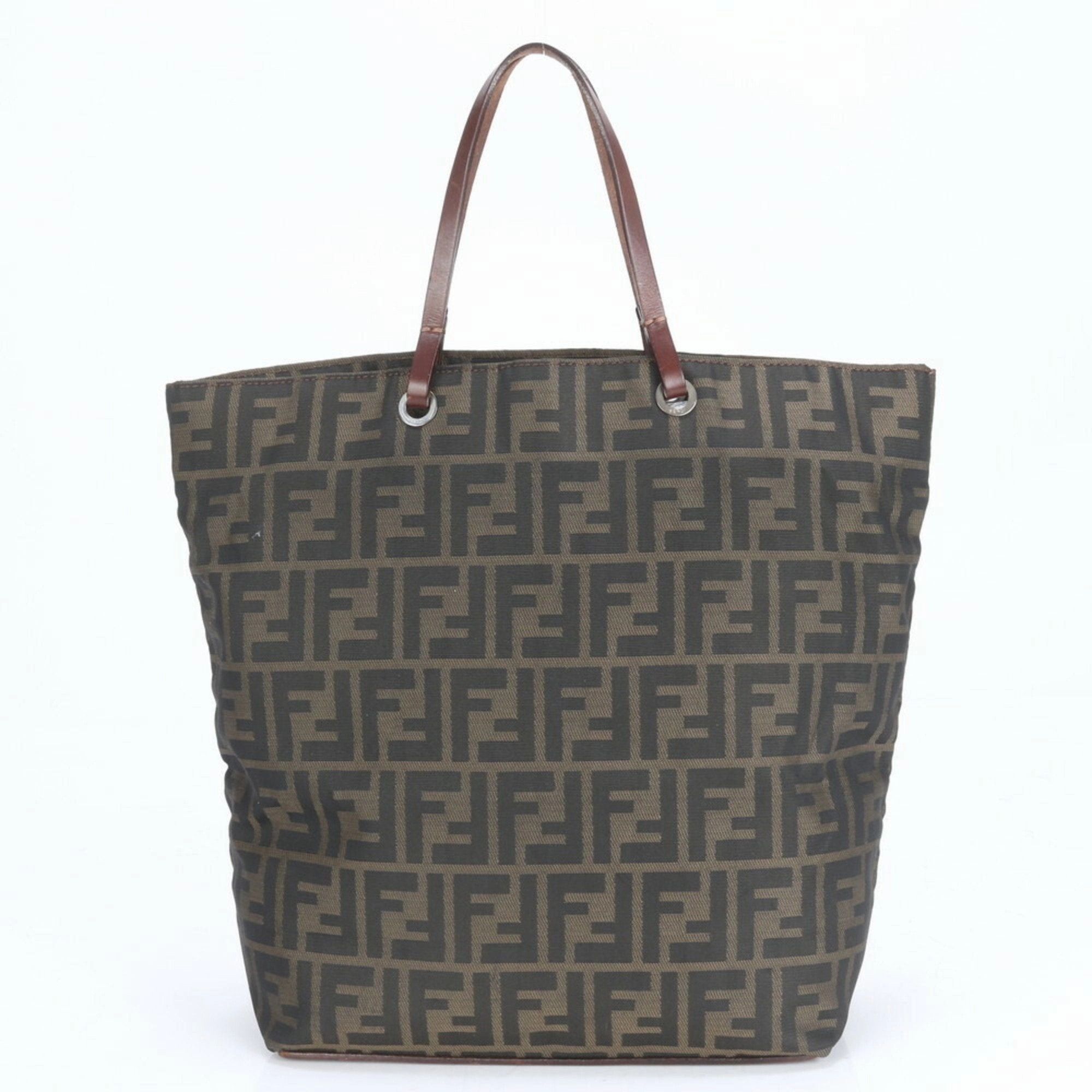Fendi Zucca Leather Nylon Shoulder Bag (Pre-Owned)