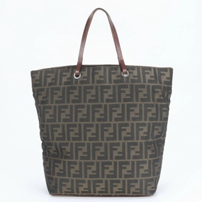 Fendi Zucca Leather Nylon Shoulder Bag (Pre-Owned)