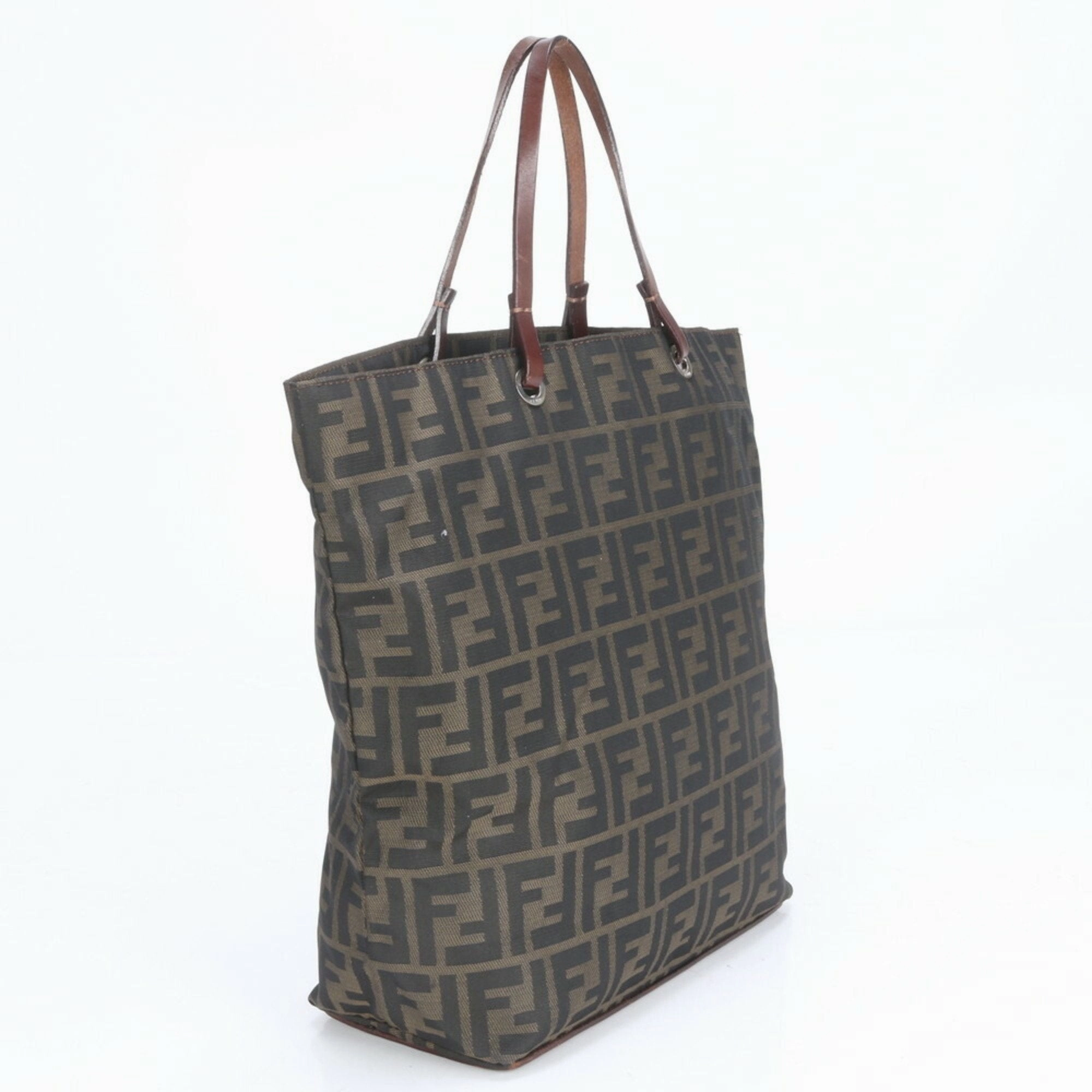 Fendi Zucca Leather Nylon Shoulder Bag (Pre-Owned)