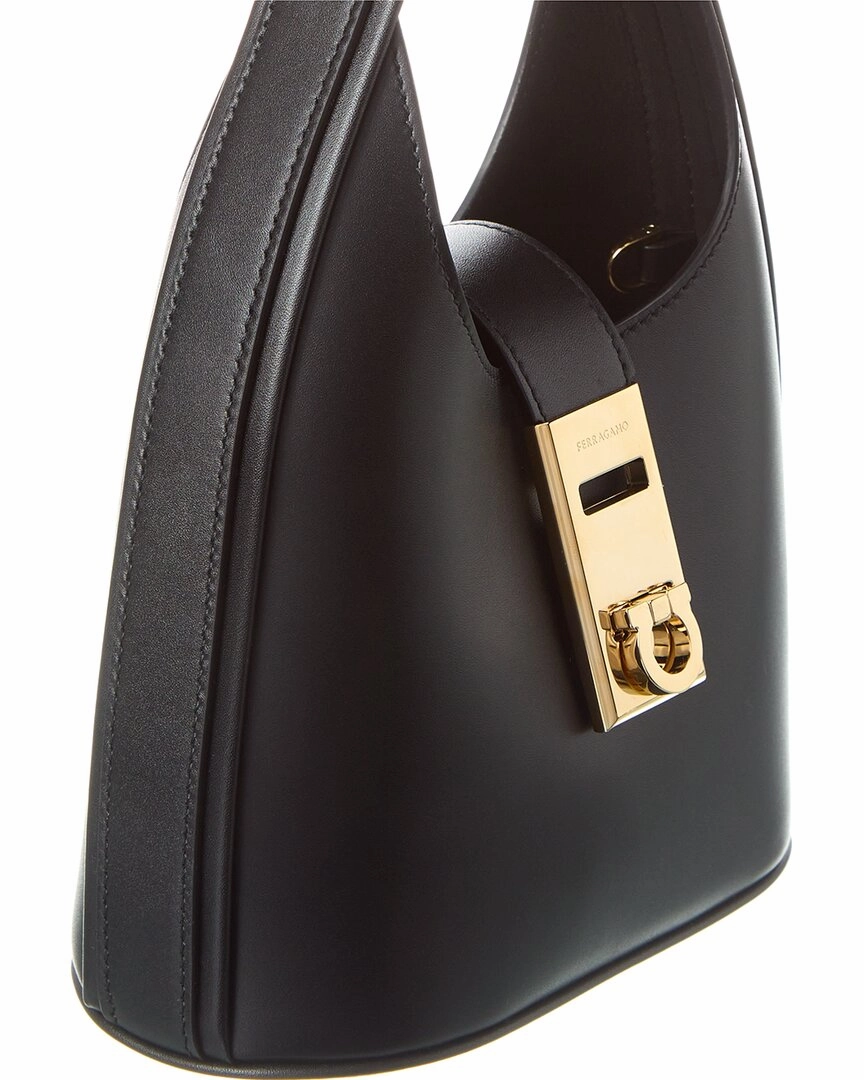 Ferragamo Gancini Buckle Leather Hobo Bag