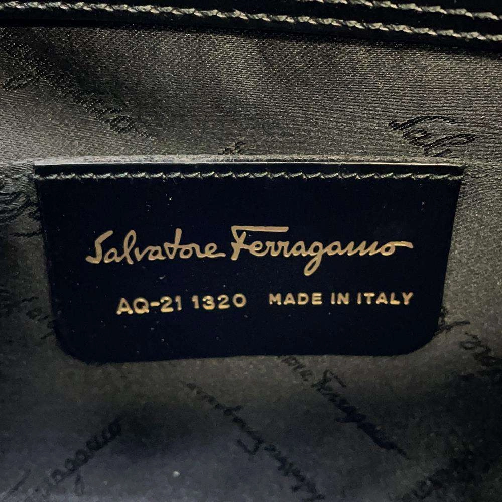 Ferragamo Leopard One Shoulder Bag Black/Brown Satin Leather