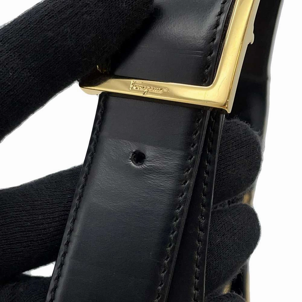 Ferragamo Leopard One Shoulder Bag Black/Brown Satin Leather