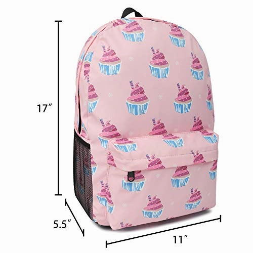 FITMYFAVO 15" Cupcakes Ultralight Backpack | Bookbag | Daypack with YKK zippers for Teens & Adults