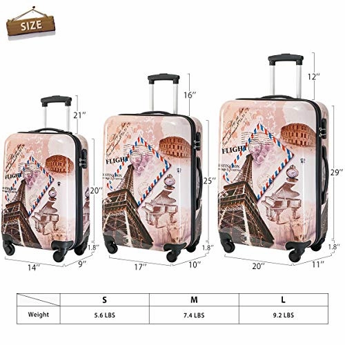 Flieks 3 Piece Luggage Set Hardside Suitcase with Spinner Wheels (Color4)